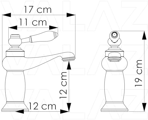 VALAZ Robinet de lavabo monocommande rond rétro design vintage série Mijares pour salle de bain design trendy