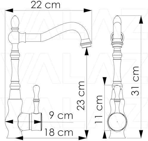VALAZ - Robinet de lavabo haut monocommande rond rétro design vintage pour salle de bain modernes et classiques