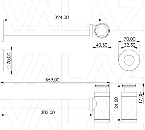 VAŁAZ Sifon vu pour lavabo en chrome pour salle de bains-design contemporain-maneuver simple-20 cm