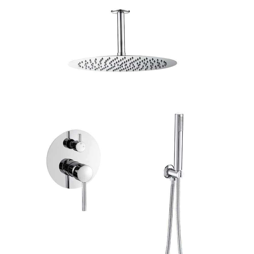 VALAZ | Mitigeur Douche 2 voies Pulvérisateur Effet Pluie pour Installation au Plafond Facile et Rapide | Inoxydable Pul