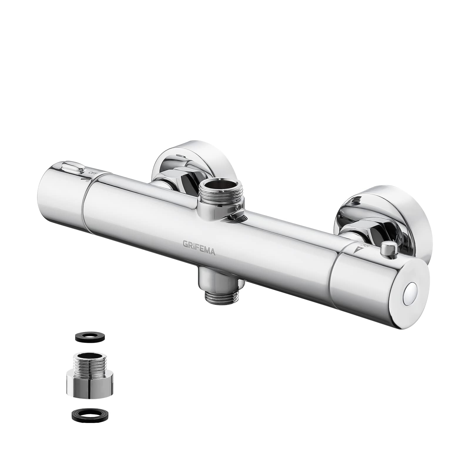 GRIFEMA G17005 - Robinet thermostatique universel chromé, double sorties, colonne de douche, argent métallique, exclusiv