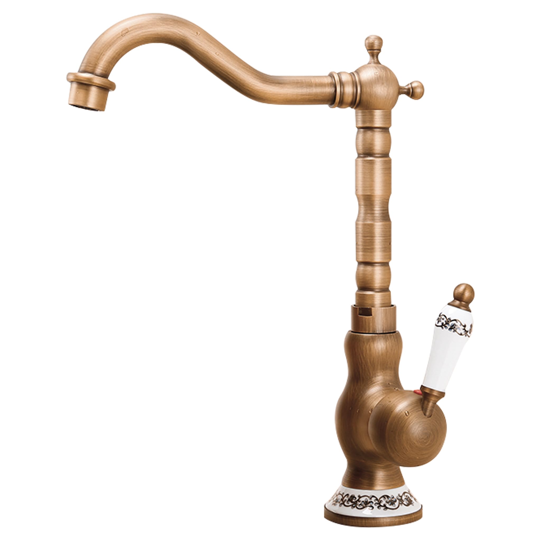 VALAZ - Robinet de lavabo haut monocommande rond rétro design vintage pour salle de bain modernes et classiques